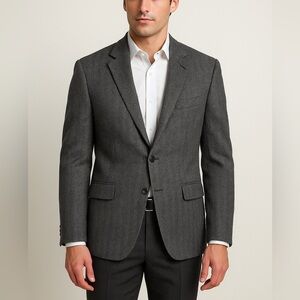 Lauren Ralph Lauren Herringbone Wool Blazer – Gray – 40R Classic Fit